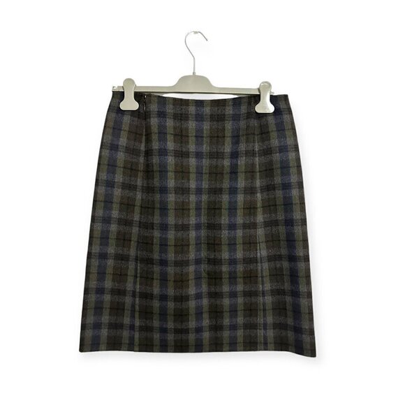 Prada Plaid Wool/Angora Straight Skirt,  Size 44 Italy, Gray, Blue, Brown - Picture 2 of 14